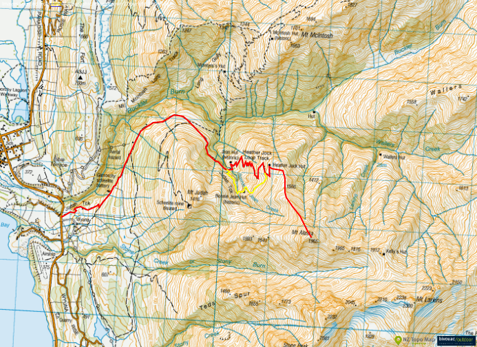 Hiking Mt Alaska in New Zealand-map